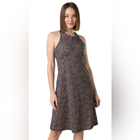 NWT Prana Jewel Lake Dress Size XS Black Alotta Dots - Picture 1 of 9